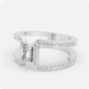 Architectural Emerald-Cut Dual Band Ring