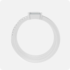 Ascending Spiral Emerald-Cut Statement Ring-Silver