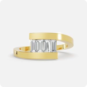 Baguette Ribbon Bypass Ring-Gold