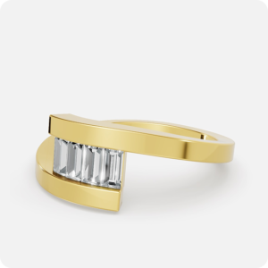 Baguette Ribbon Bypass Ring-Gold