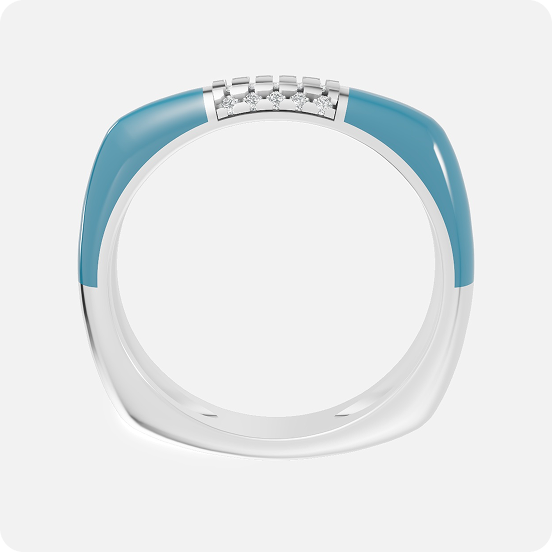 Blue Enamel Diamond Band Ring - Image 3