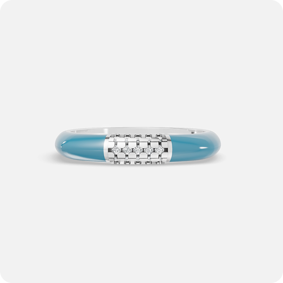 Blue Enamel Diamond Band Ring - Image 2