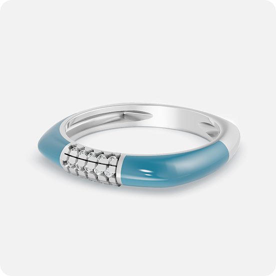 Blue Enamel Diamond Band Ring