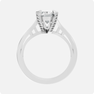 Classic Round Solitaire Diamond Ring with Channel Set Band-Silver