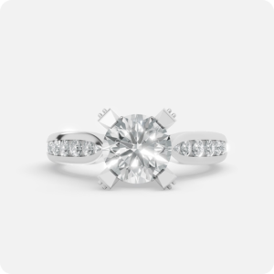 Classic Round Solitaire Diamond Ring with Channel Set Band