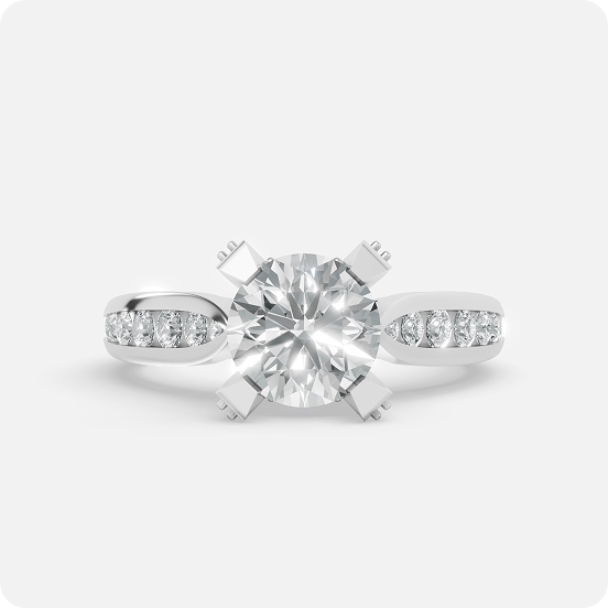 Classic Round Solitaire Diamond Ring with Channel Set Band