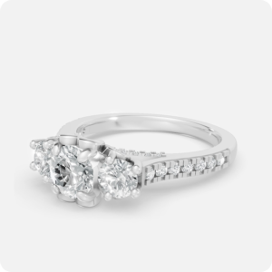 Classic Three-Stone Round Diamond Engagement Ring-Silver