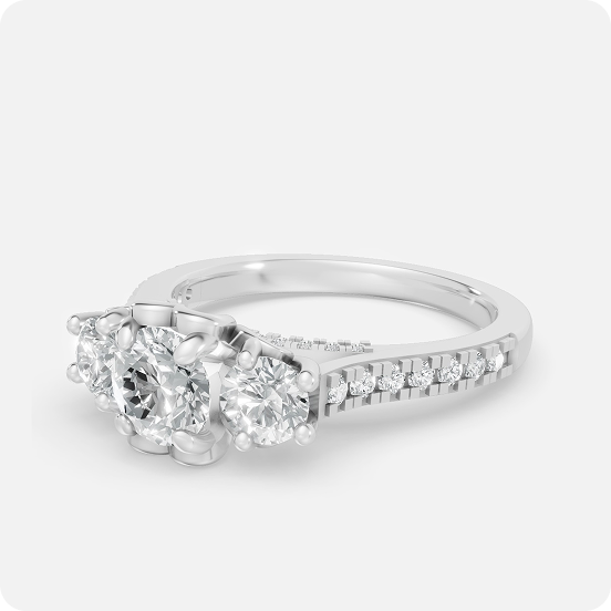 Classic Three-Stone Round Diamond Engagement Ring - Image 2