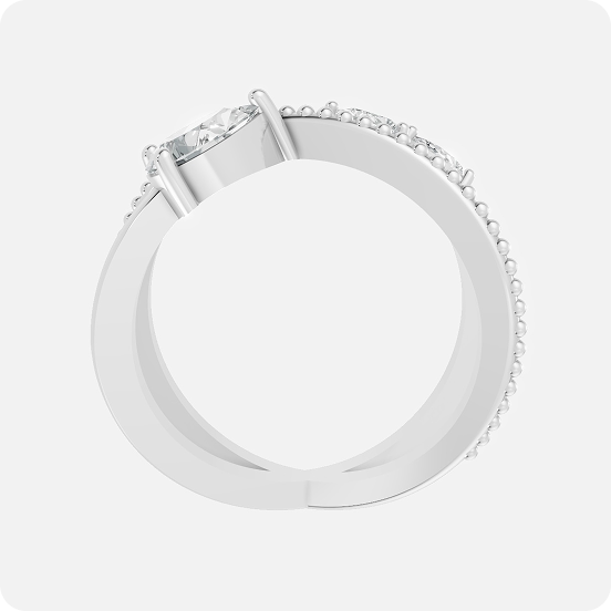 Crisscross Pear Diamond Open Band Ring with pear center and round accents