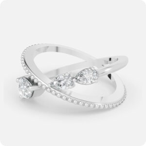 Crisscross Pear Diamond Open Band Ring