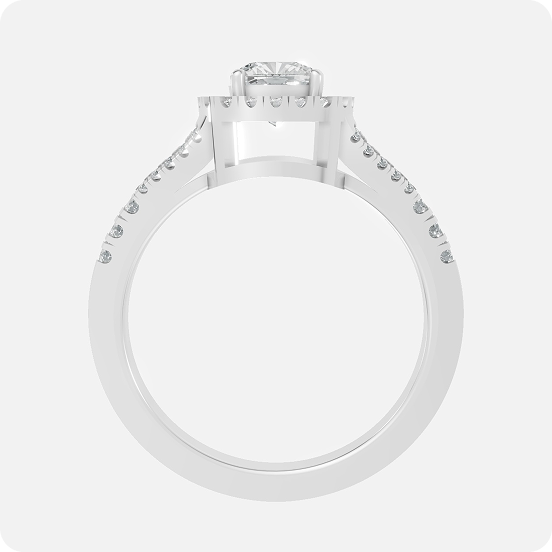 Cushion Halo Diamond Ring with Split Shank Pave Band - Image 3