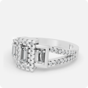 Deco Emerald-Cut Triple Halo Ring