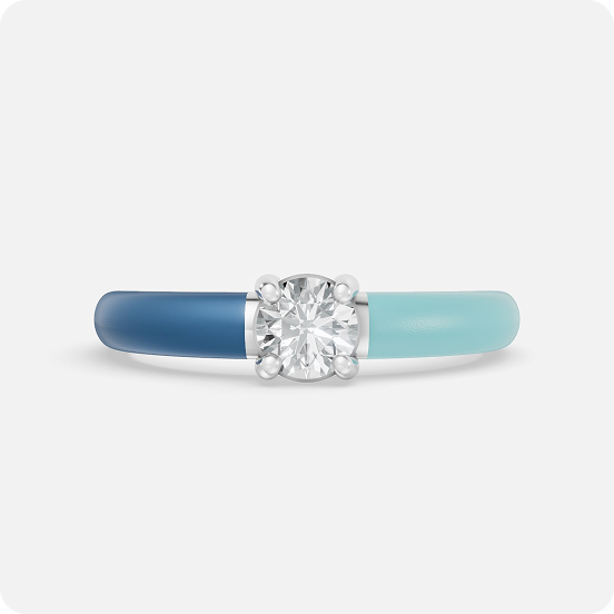 Dual-Shade Enamel Solitaire Diamond Ring – Ocean Blue & Aqua Mint - Image 3