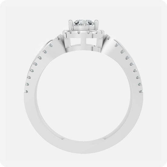 Elegant Pear Solitaire Halo Silver Ring - Image 3