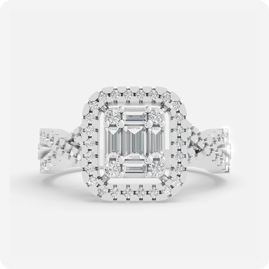 Emerald Cluster Halo Gold Ring - Image 2