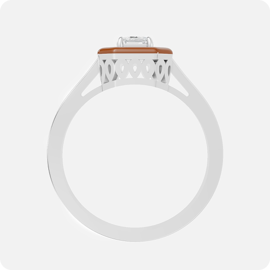 Emerald-Cut Enamel Framed Diamond Ring - Image 3