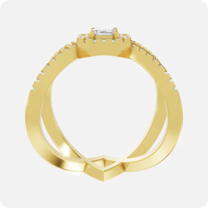 Emerald-Cut Halo X-Ring-Gold