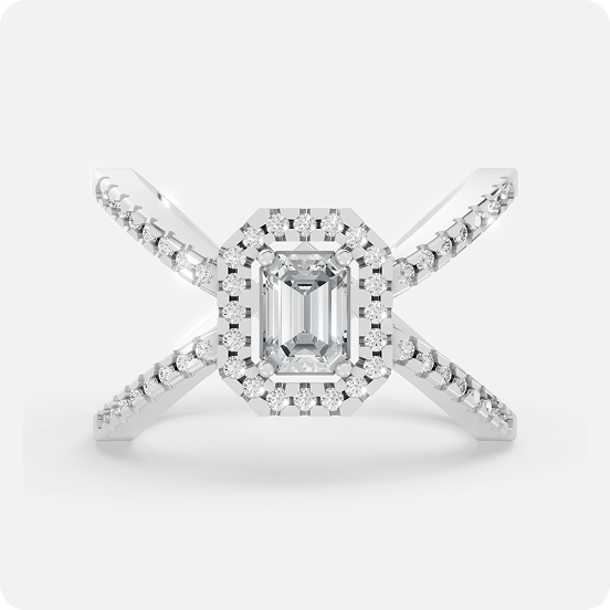 Emerald-Cut Halo X-Ring