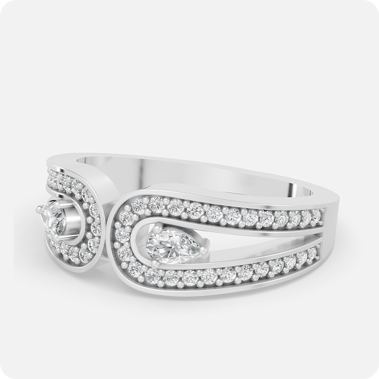 Oval-Cut Regal Halo Three-Stone Ring - Image 2