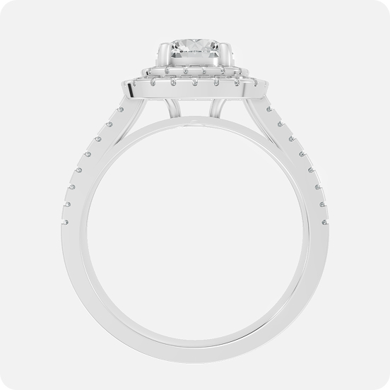 Cushion-Cut Regal Halo Three-Stone Ring - Image 3