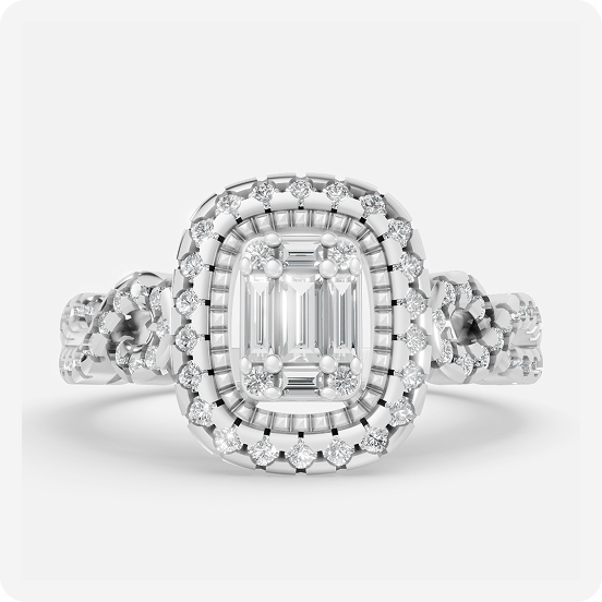 Emerald Halo Radiance Diamond Ring