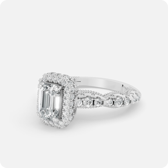 Emerald Halo Vintage Diamond Ring