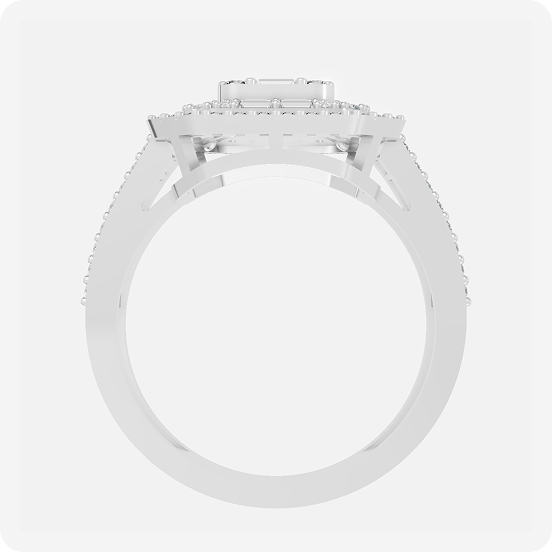 Emerald Step-Cut Baguette Double-Halo Diamond Ring - Image 3