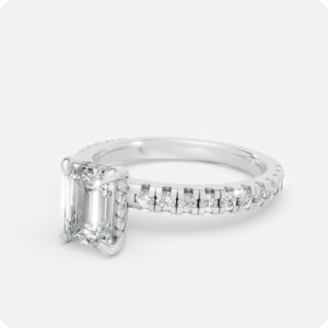 Emerald Cut Toi et Moi Ring with two diamonds