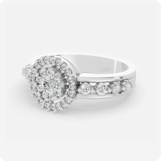 Floral Cluster Halo Diamond Ring