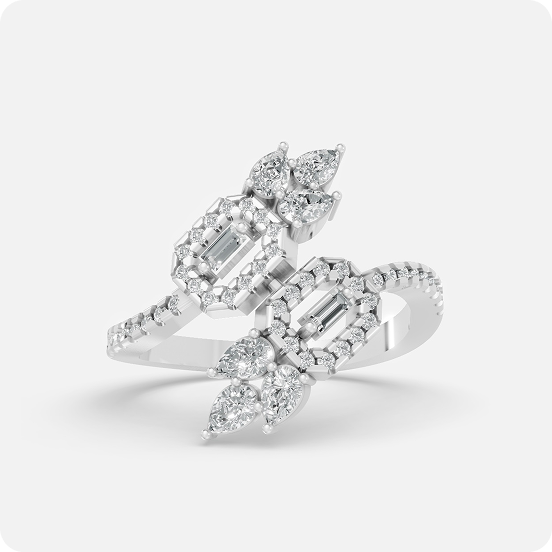 Floral Pear-Cut Cluster Bypass Ring