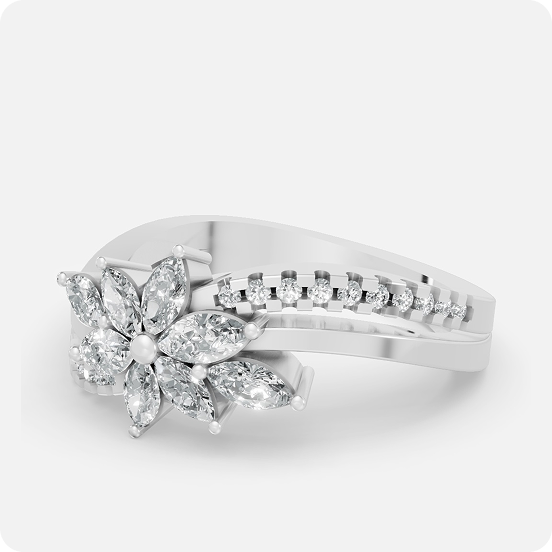 Floral Starburst Bypass Ring