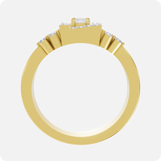 Geometric Labyrinth Princess Ring-Gold
