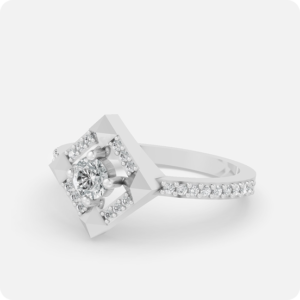 Geometric Shield Solitaire Ring-Silver