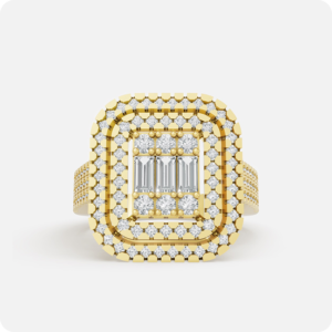 Grand Triple Halo Baguette Cluster Diamond Ring