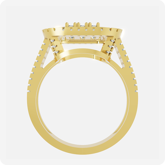 Grand Triple Halo Baguette Cluster Diamond Ring - Image 3