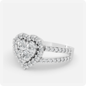 Heart Cluster Diamond Split-Shank Ring-Silver