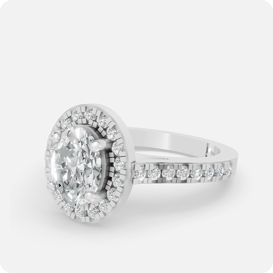 Industrial Halo Oval Solitaire