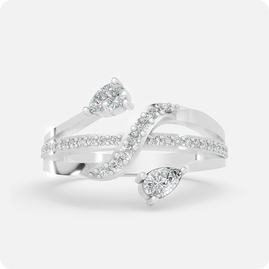 Lumiere Dual-Pear Bypass Pave Ring - Image 2