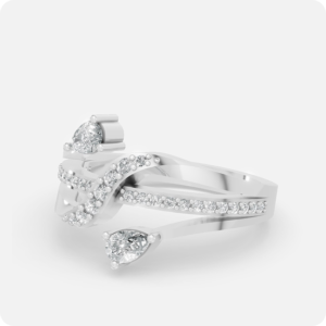 Lumiere Dual-Pear Bypass Pave Ring