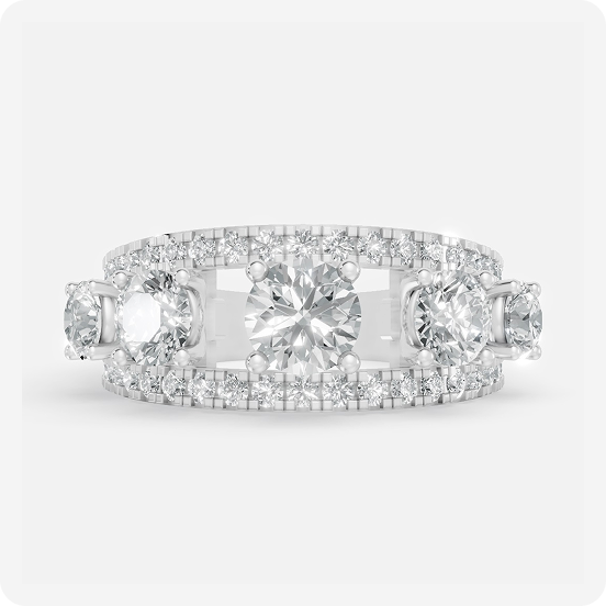 Majestic Triple-Stone Diamond Band Ring