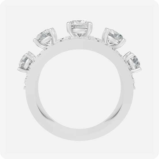 Majestic Triple-Stone Diamond Band Ring - Image 3