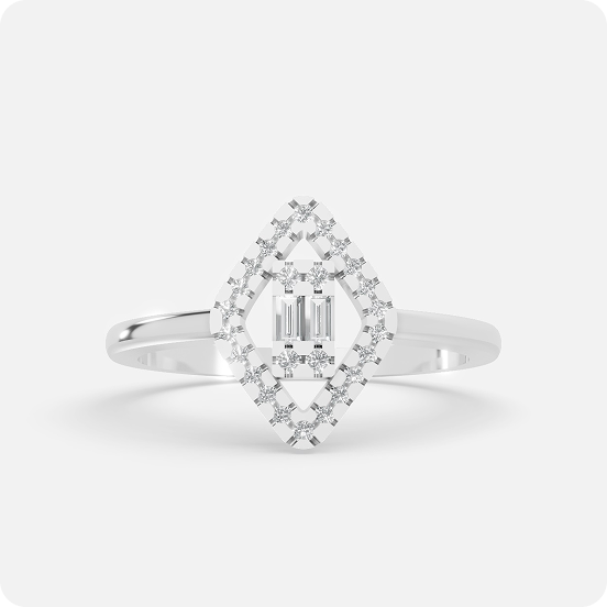 Marquise Baguette Halo Diamond Ring