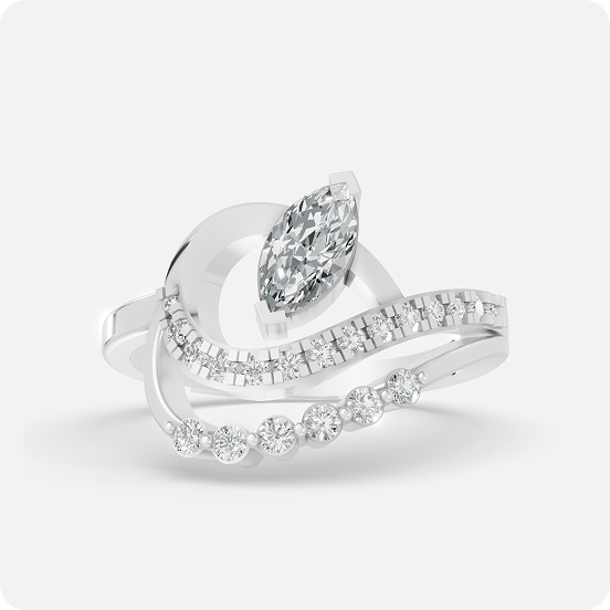 Marquise Beaded-Halo Heritage Ring - Image 2