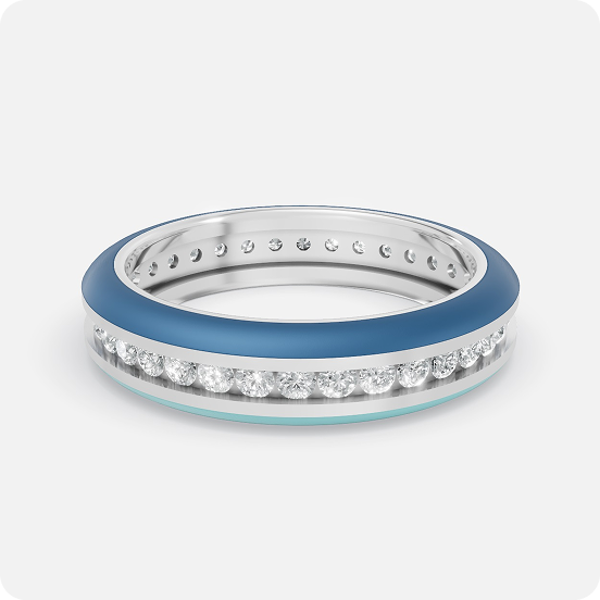 Modern Diamond Eternity Band with Pastel Enamel Finish