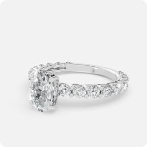 Oval Cut Diamond Engagement Ring with Diamond Band
