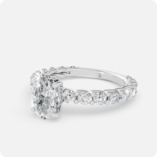 Oval Cut Diamond Engagement Ring with Diamond Band