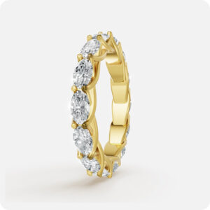 Oval Cut Diamond Vine Eternity Band with oval diamonds and vine prong setting