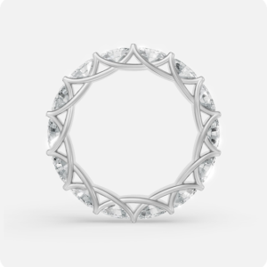 Oval Cut Diamond Vine Eternity Band with oval diamonds and vine prong setting
