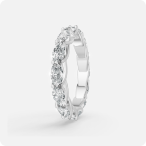 Oval Cut Diamond Vine Eternity Band with oval diamonds and vine prong setting
