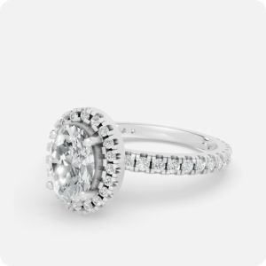 Oval Halo Diamond Ring-Silver